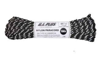 Black with Reflective Tracers - 100 Foot - 550 LB Type III Paracord